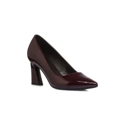 Discount Décolleté da donna bordeaux effetto vernice con tacco campana 7,5 cm Donna Scarpe Eleganti|Décolleté