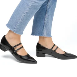 Décolleté Mary Jane da donna nere effetto vernice con cinturini e tacco 3,5 cm Donna Scarpe Eleganti|Décolleté