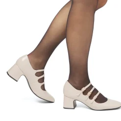 Best Décolleté Mary Jane da donna beige effetto vernice con tacco 6 cm e cinturino alla caviglia Donna Scarpe Cerimonia Donna|Scarpe Eleganti