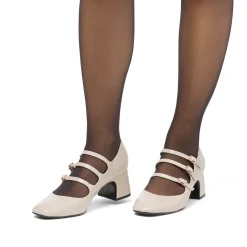 Best Décolleté Mary Jane da donna beige effetto vernice con tacco 6 cm e cinturino alla caviglia Donna Scarpe Cerimonia Donna|Scarpe Eleganti