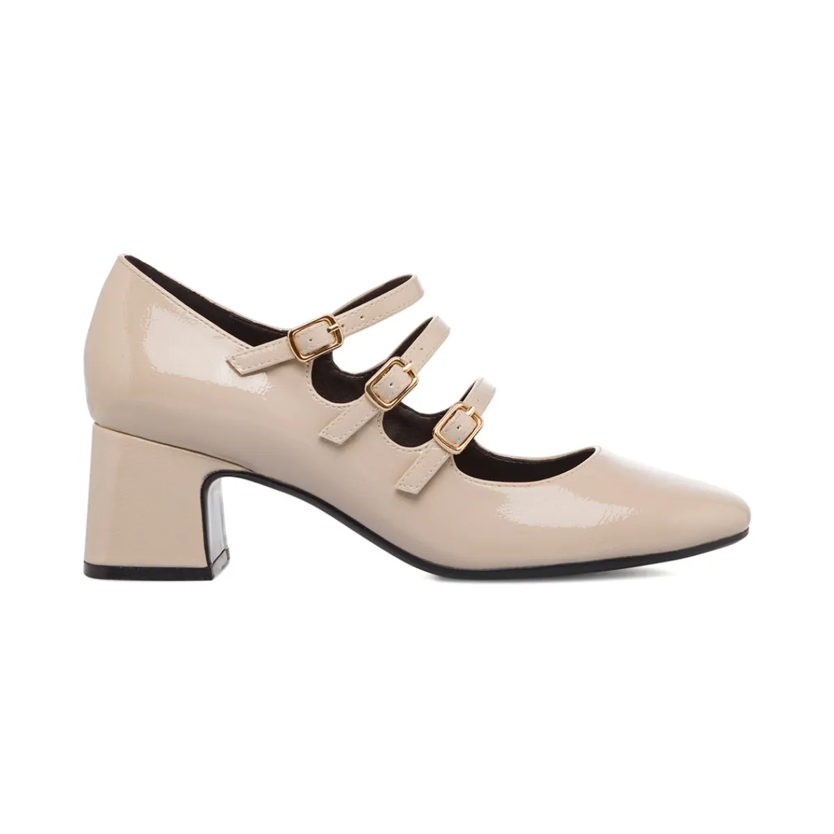 Best Décolleté Mary Jane da donna beige effetto vernice con tacco 6 cm e cinturino alla caviglia Donna Scarpe Cerimonia Donna|Scarpe Eleganti
