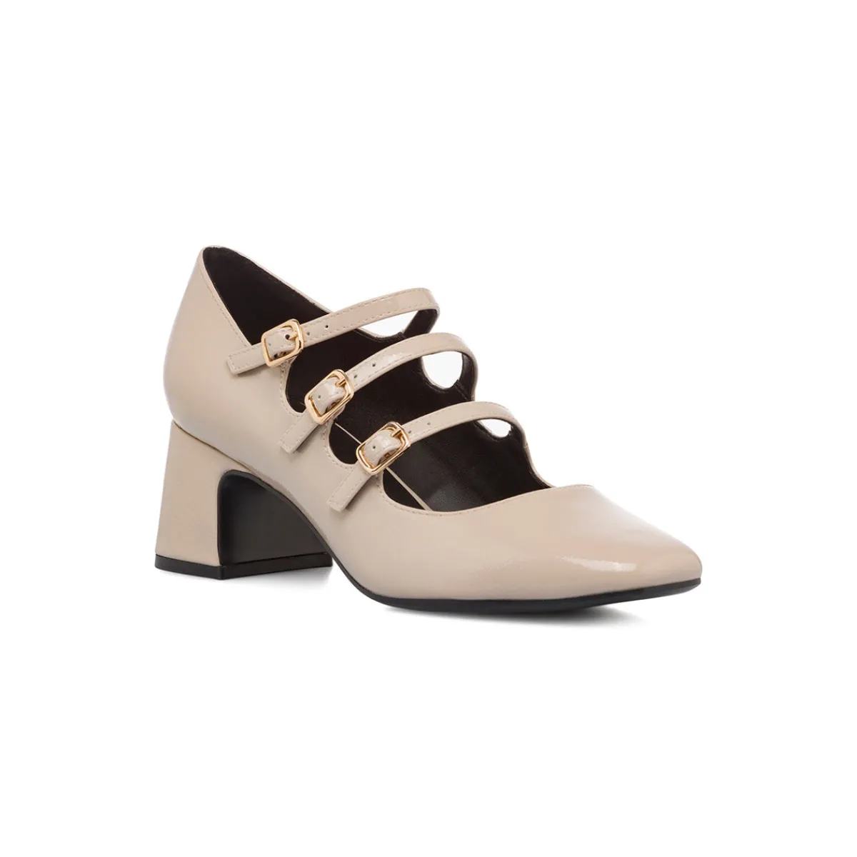 Best Décolleté Mary Jane da donna beige effetto vernice con tacco 6 cm e cinturino alla caviglia Donna Scarpe Cerimonia Donna|Scarpe Eleganti