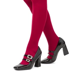 Décolleté Mary Jane da donna nere effetto vernice con tacco campana 8 cm e cinturino alla caviglia Donna Scarpe Eleganti|Scarpe Cerimonia Donna