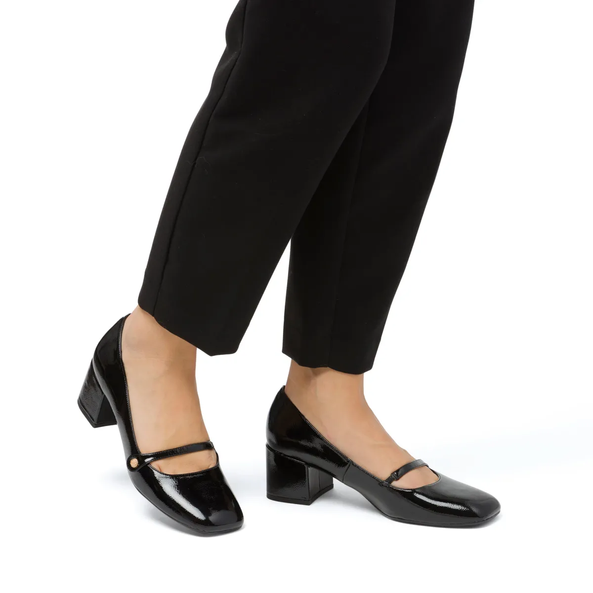 Outlet Décolleté Mary Jane da donna nere effetto vernice con tacco 5 cm Donna Scarpe Eleganti|Décolleté