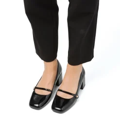 Outlet Décolleté Mary Jane da donna nere effetto vernice con tacco 5 cm Donna Scarpe Eleganti|Décolleté