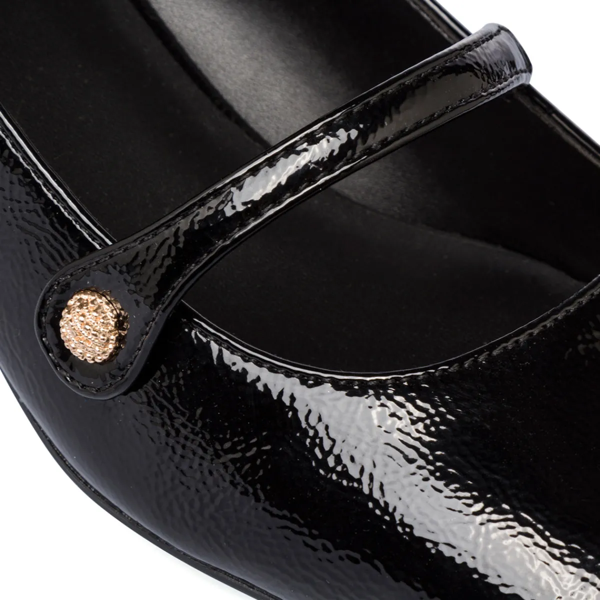 Outlet Décolleté Mary Jane da donna nere effetto vernice con tacco 5 cm Donna Scarpe Eleganti|Décolleté