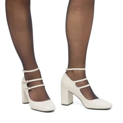 Hot Décolleté Mary Jane da donna bianco off-white con tacco 7,5 cm e cinturini Donna Scarpe Da Sposa|Décolleté