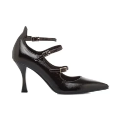 Hot Décolleté Mary Jane da donna nere con tacco 8 cm e cinturini Donna Scarpe Eleganti|Décolleté