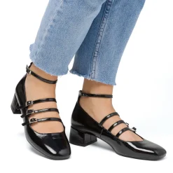 New Décolleté Mary Jane nere da donna effetto vernice con tacco 4 cm Donna Scarpe Eleganti|Décolleté