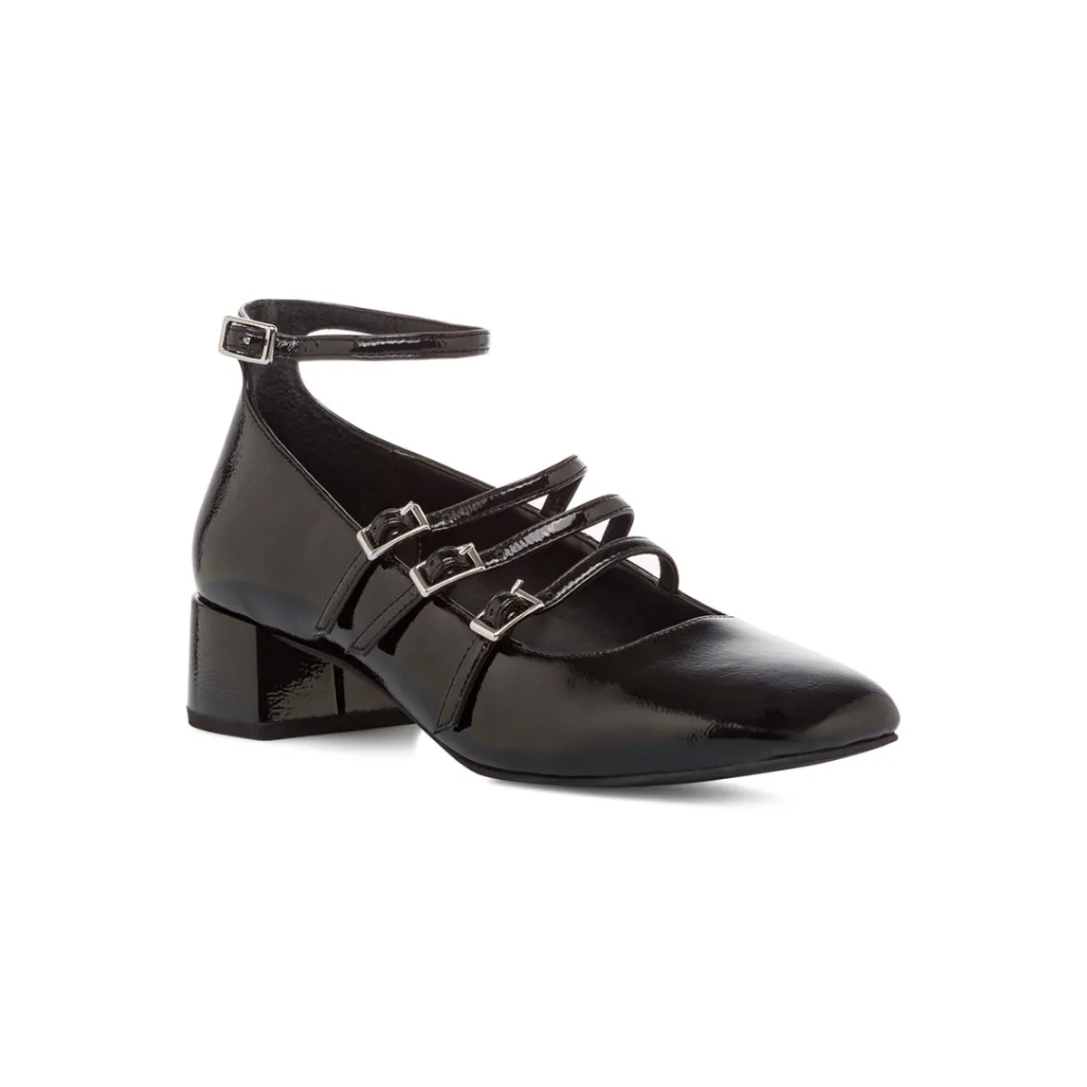 New Décolleté Mary Jane nere da donna effetto vernice con tacco 4 cm Donna Scarpe Eleganti|Décolleté