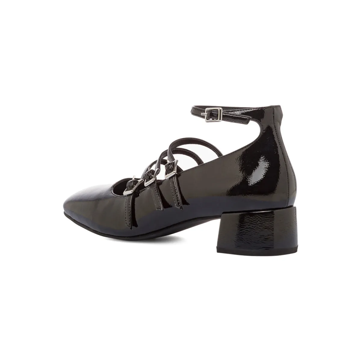 New Décolleté Mary Jane nere da donna effetto vernice con tacco 4 cm Donna Scarpe Eleganti|Décolleté