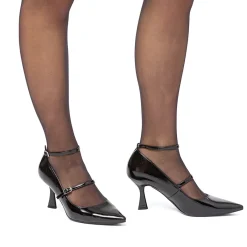 Online Décolleté Mary Jane nere effetto vernice da donna con cinturini e tacco rocchetto 7 cm Donna Scarpe Eleganti|Scarpe Cerimonia Donna