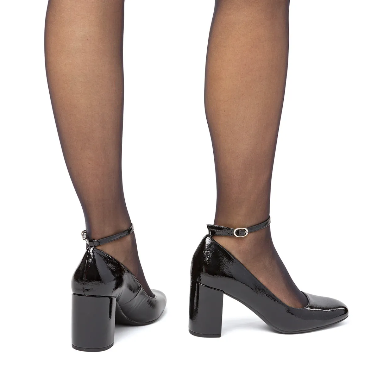 Hot Décolleté Mary Jane nere effetto vernice con tacco 7,5 cm da donna Donna Scarpe Eleganti|Décolleté