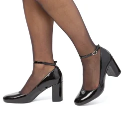 Hot Décolleté Mary Jane nere effetto vernice con tacco 7,5 cm da donna Donna Scarpe Eleganti|Décolleté