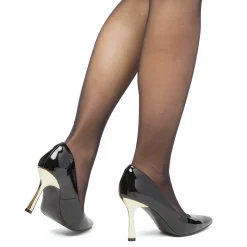 Outlet Décolleté nere da donna effetto vernice con tacco stiletto 9 cm Donna Scarpe Eleganti|Décolleté