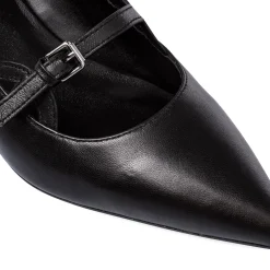 Outlet Décolleté nere da Donna in pelle con cinturino e tacco 5,5 cm Donna Décolleté