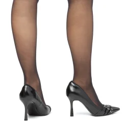 New Décolleté nere da donna lucide con fibbie e tacco stiletto 9 cm Donna Scarpe Eleganti|Décolleté