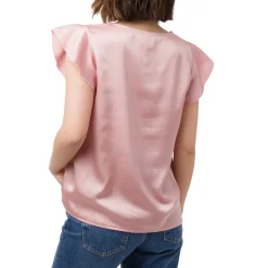 Discount Elegante T-shirt effetto raso Rosa da Donna Donna T-Shirt Donna|Abbigliamento Moda Donna