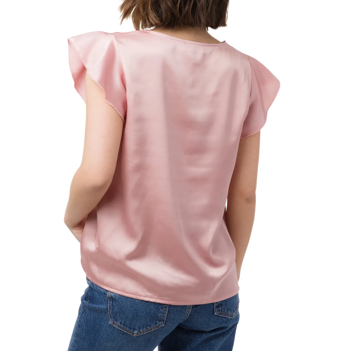 Discount Elegante T-shirt effetto raso Rosa da Donna Donna T-Shirt Donna|Abbigliamento Moda Donna