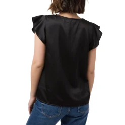 New Elegante T-shirt effetto raso Nera da Donna Donna T-Shirt Donna|Abbigliamento Moda Donna