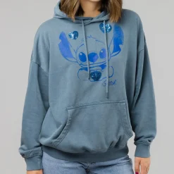 Sale Felpa azzurra da Donna con stampa Lilo e Stitch Donna Felpe Donna|Abbigliamento Moda Donna