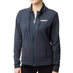 Best Felpa blu collo alto e zip da donna con logo argento Donna Felpe Donna|Abbigliamento Sportivo Donna