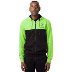 Hot Felpa con cappuccio da uomo nero e verde e tasche Uomo Felpe Uomo|Abbigliamento Sportivo Uomo