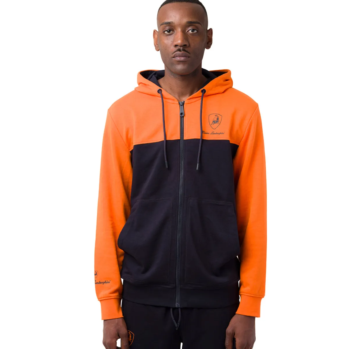 New Felpa con cappuccio da uomo blu e arancione e tasche Uomo Felpe Uomo|Abbigliamento Sportivo Uomo