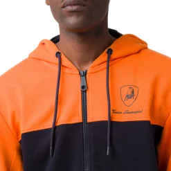 New Felpa con cappuccio da uomo blu e arancione e tasche Uomo Felpe Uomo|Abbigliamento Sportivo Uomo