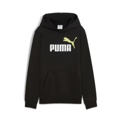 Clearance Felpa con cappuccio da uomo nera con maxi logo giallo Uomo Abbigliamento Puma|Felpe Uomo