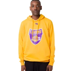 Discount Felpa con cappuccio gialla da Uomo con stampa LA Lakers NBA Uomo Abbigliamento Nba|Felpe Uomo