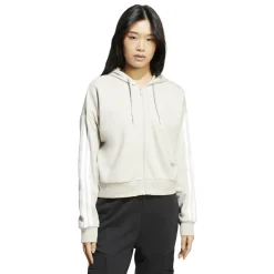 New Felpa con zip bianca da Donna W 3S FT FZ HD Donna Abbigliamento Adidas|Felpe Donna