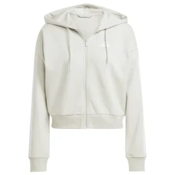 New Felpa con zip bianca da Donna W 3S FT FZ HD Donna Abbigliamento Adidas|Felpe Donna