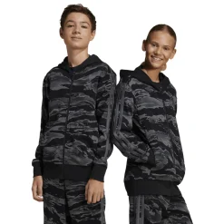 Felpa con zip da Ragazzo e Ragazza nera con stampa camouflage Bambino Abbigliamento Adidas|Felpe Bambino