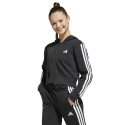 Online Felpa con zip e cappuccio nera da Ragazza con bande laterali Bambino Abbigliamento Adidas|Felpe Bambino