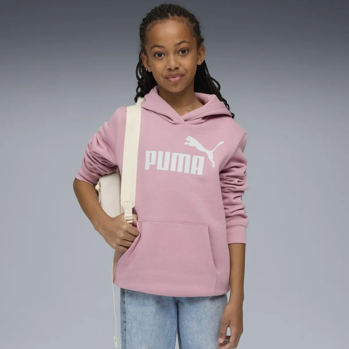Hot Felpa da bambina rosa con cappuccio e grande logo bianco Essentials Donna Abbigliamento Puma|Felpe Donna