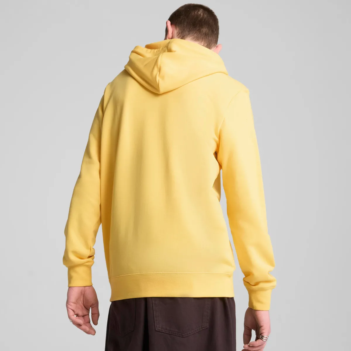 New Felpa da uomo gialla in cotone con cappuccio e logo a contrasto Uomo Abbigliamento Puma|Felpe Uomo