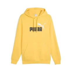 New Felpa da uomo gialla in cotone con cappuccio e logo a contrasto Uomo Abbigliamento Puma|Felpe Uomo