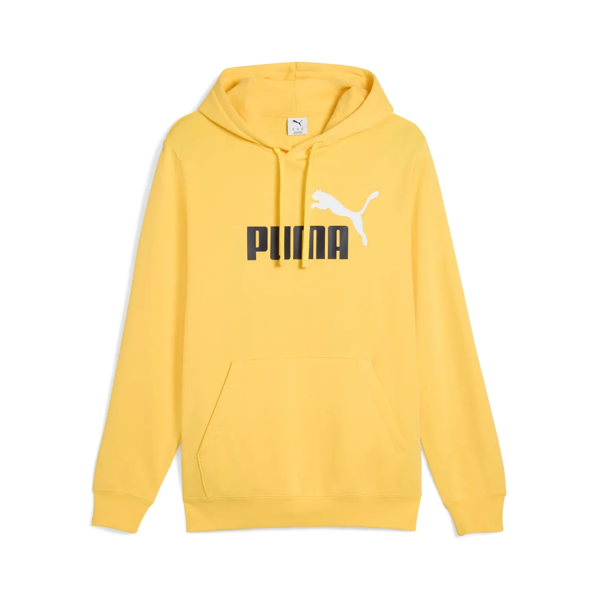 New Felpa da uomo gialla in cotone con cappuccio e logo a contrasto Uomo Abbigliamento Puma|Felpe Uomo