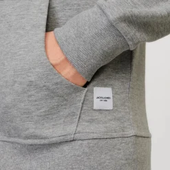 Hot Felpa da uomo grigia con zip e cappucio Uomo Felpe Uomo|Abbigliamento Moda Uomo