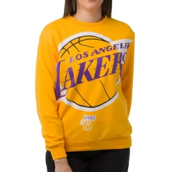 Sale Felpa girocollo da Donna Giallo ocra con stampa LA Lakers NBA Donna Abbigliamento Nba|Felpe Donna