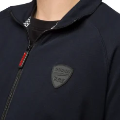 Discount Felpa girocollo da uomo in cotone blu navy con zip Corse Uomo Abbigliamento Ducati|Felpe Uomo