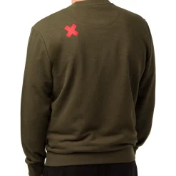 Outlet Felpa girocollo da uomo verde militare con logo Scrambler Uomo Abbigliamento Ducati|Felpe Uomo