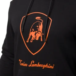Hot Felpa nera da Uomo con cappuccio e logo arancione Uomo Felpe Uomo|Abbigliamento Sportivo Uomo