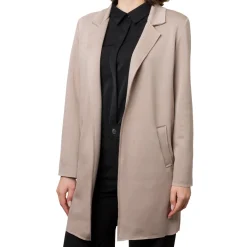 Online Giacca Beige da donna a taglio vivo con tasche Donna Giacche E Cappotti Donna|Abbigliamento Moda Donna