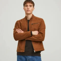 Clearance Giacca biker in similpelle marrone da uomo Uomo Giacche E Cappotti Uomo|Abbigliamento Moda Uomo