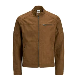 Clearance Giacca biker in similpelle marrone da uomo Uomo Giacche E Cappotti Uomo|Abbigliamento Moda Uomo