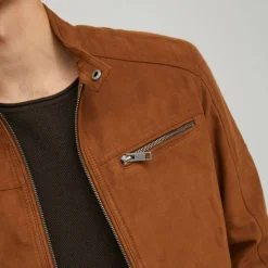 Clearance Giacca biker in similpelle marrone da uomo Uomo Giacche E Cappotti Uomo|Abbigliamento Moda Uomo