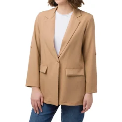 Sale Giacca Blazer beige da Donna con dettaglio risvolto Donna Giacche E Cappotti Donna|Abbigliamento Moda Donna