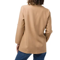 Sale Giacca Blazer beige da Donna con dettaglio risvolto Donna Giacche E Cappotti Donna|Abbigliamento Moda Donna